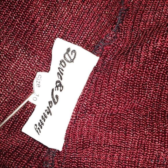 Dave& Johnny 10 Longsleeves Burgundy Sequin Opened Women's Sweater Cardigan - Picture 2 of 8
